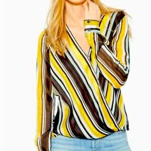 Parker Women's Lola Long Sleeve v-Neck Draped Blouse, Raya Size XS